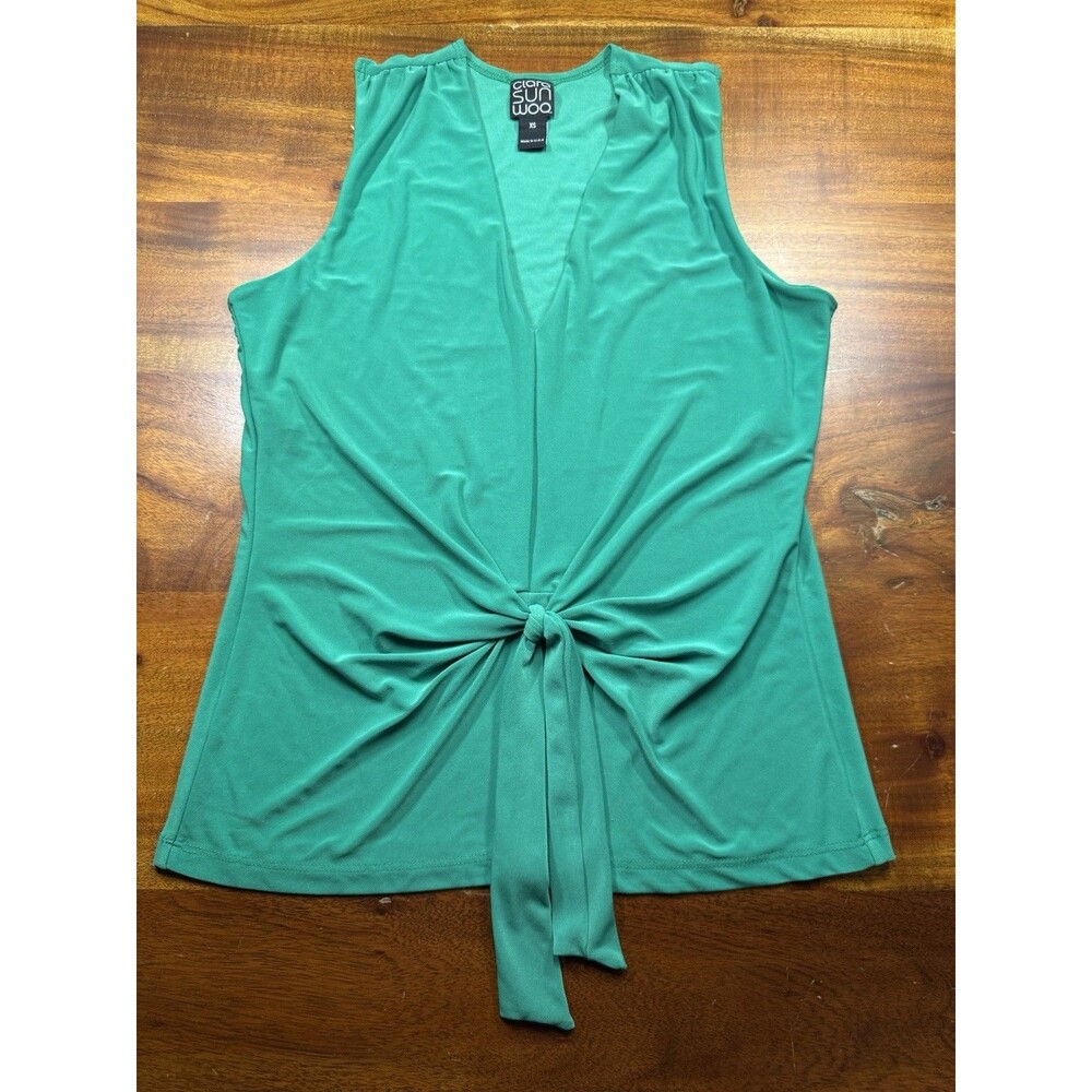 Clara Sunwoo Sleeveless V-Neck Center Front Tie Top Women’s Sz XS Office Casual
